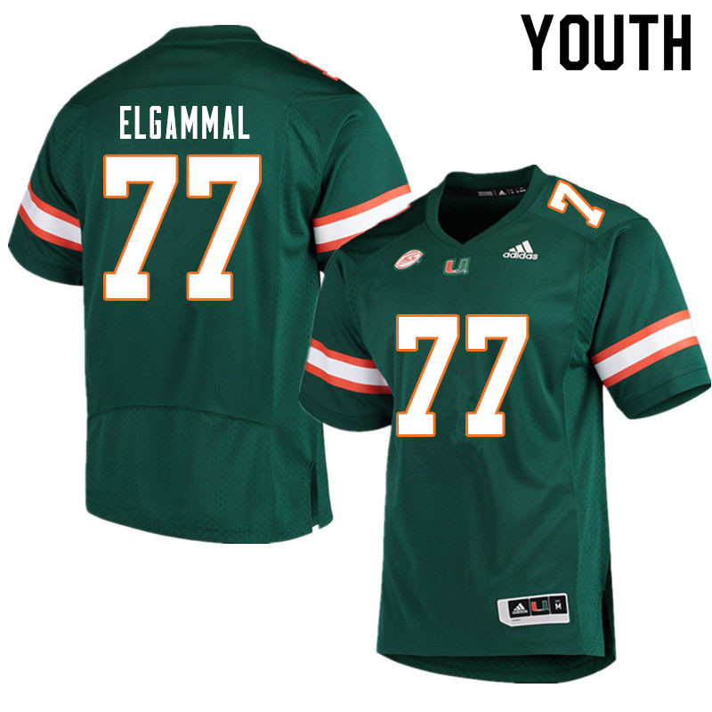 Youth #77 Adam ElGammal Miami Hurricanes College Football Jerseys Sale-Green
